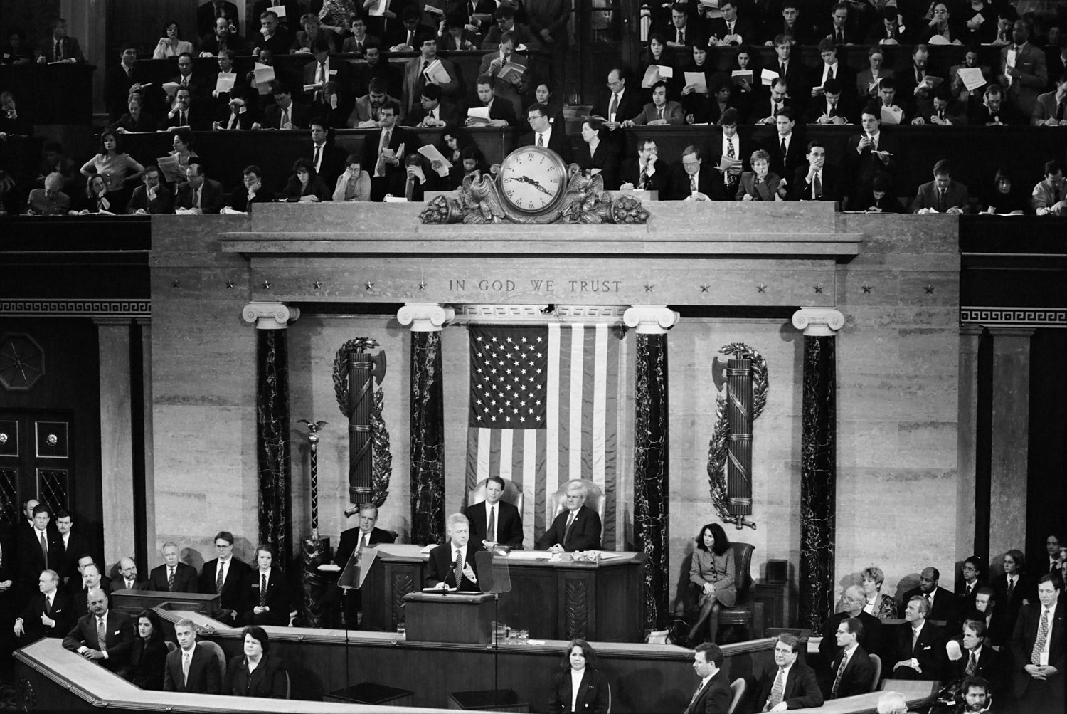 President Bill Clinton gives his State of the Union address to Congress, Washington D.C.